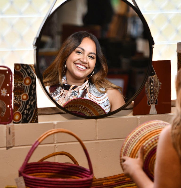 DAAF Foundation Community Ambassador Jessica Mauboy, at Marrawuddi Arts & Culture, 2022